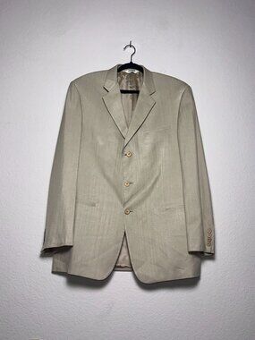 Joseph & Feiss Silk Prep Blazer Sport Coat Men 42L Tan Classic Formal Business